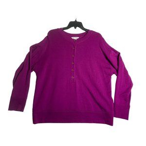 Athleta 3/4 Button Up Plum Stretch Sweater Women's Size Large
